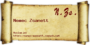 Nemec Zsanett névjegykártya